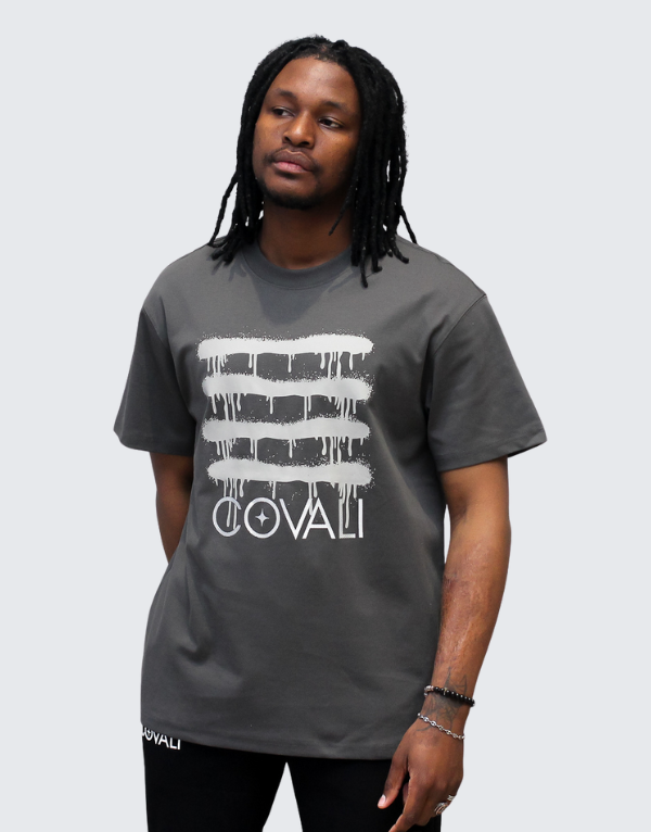 Covali Dipinto T-Shirt In Dark Grey With Box Logo Men