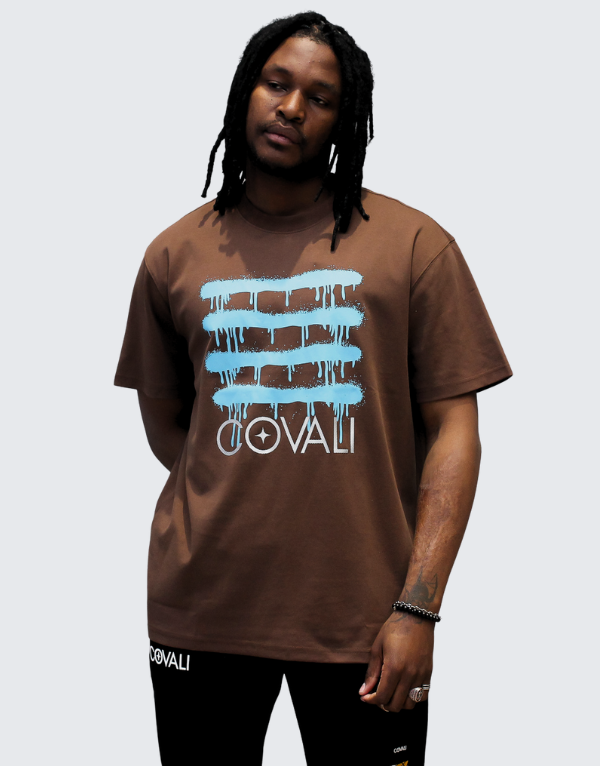 Covali Dipinto T-Shirt In Dark Brown With Box Logo Men