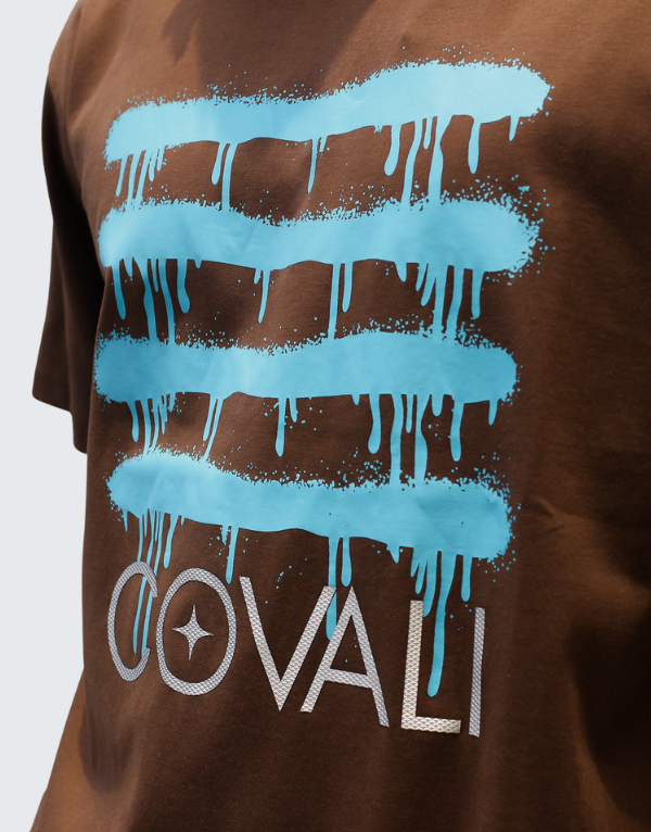 Covali Dipinto T-Shirt In Dark Brown With Box Logo Men
