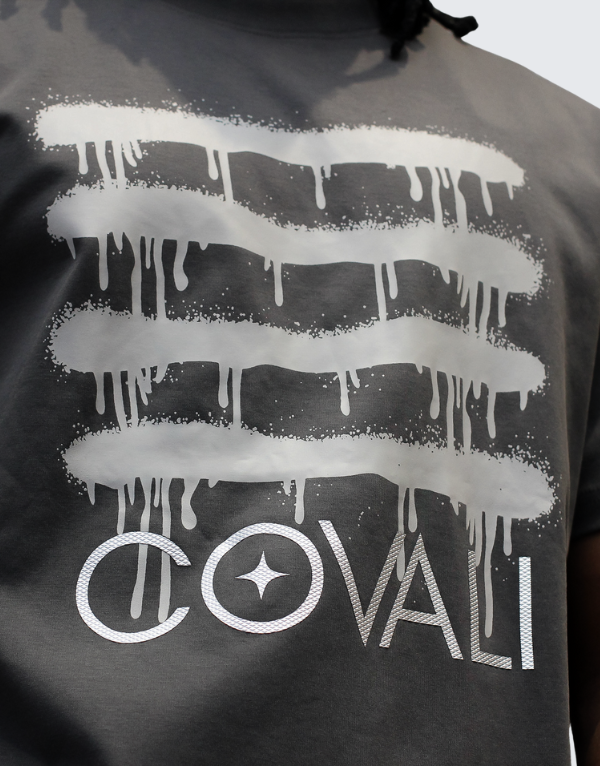 Covali Dipinto T-Shirt In Dark Grey With Box Logo Men