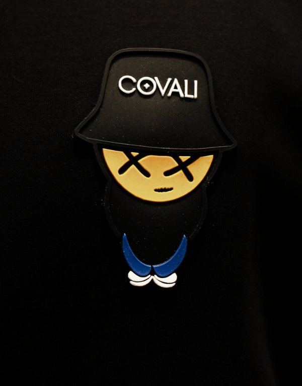 Covali Tipo V-Neck T-Shirt In Black With Box Logo Men